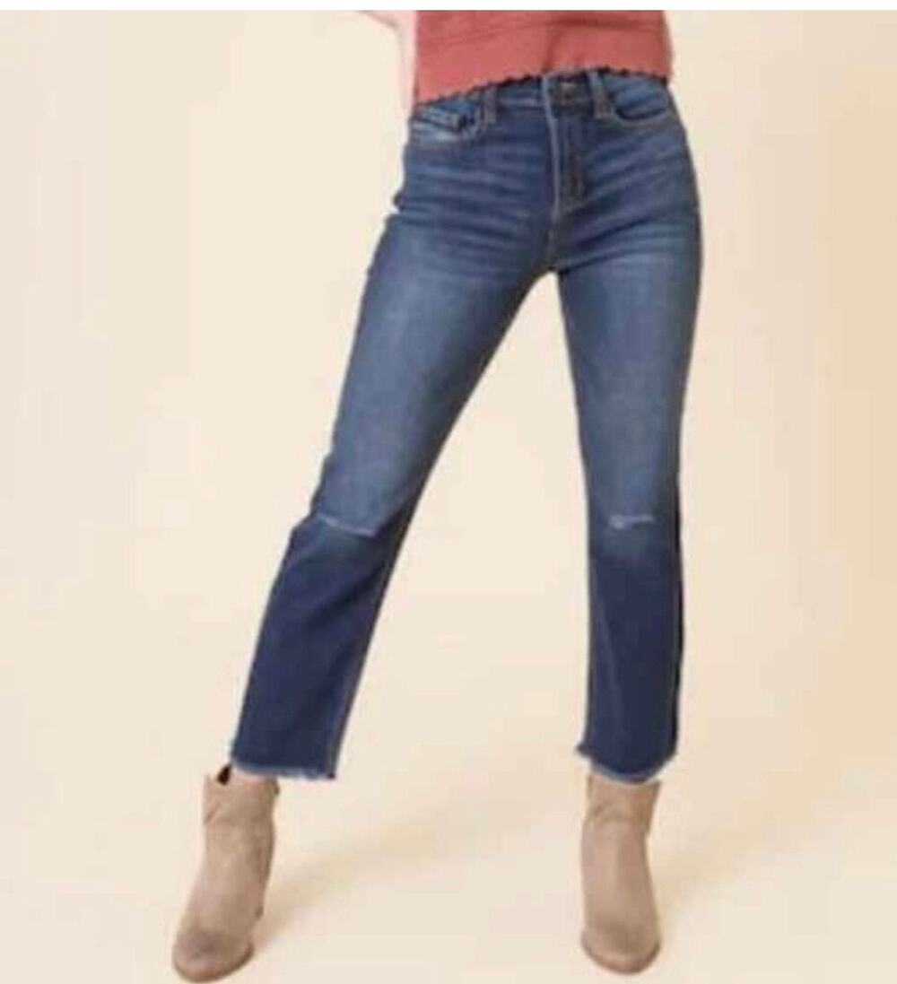 Harper Heritage Deconstructed Hem Straight Leg High Waisted Jeans size 28